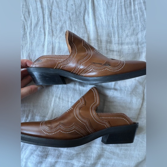 Ganni Western Mules in Brown - Picture 6 of 11